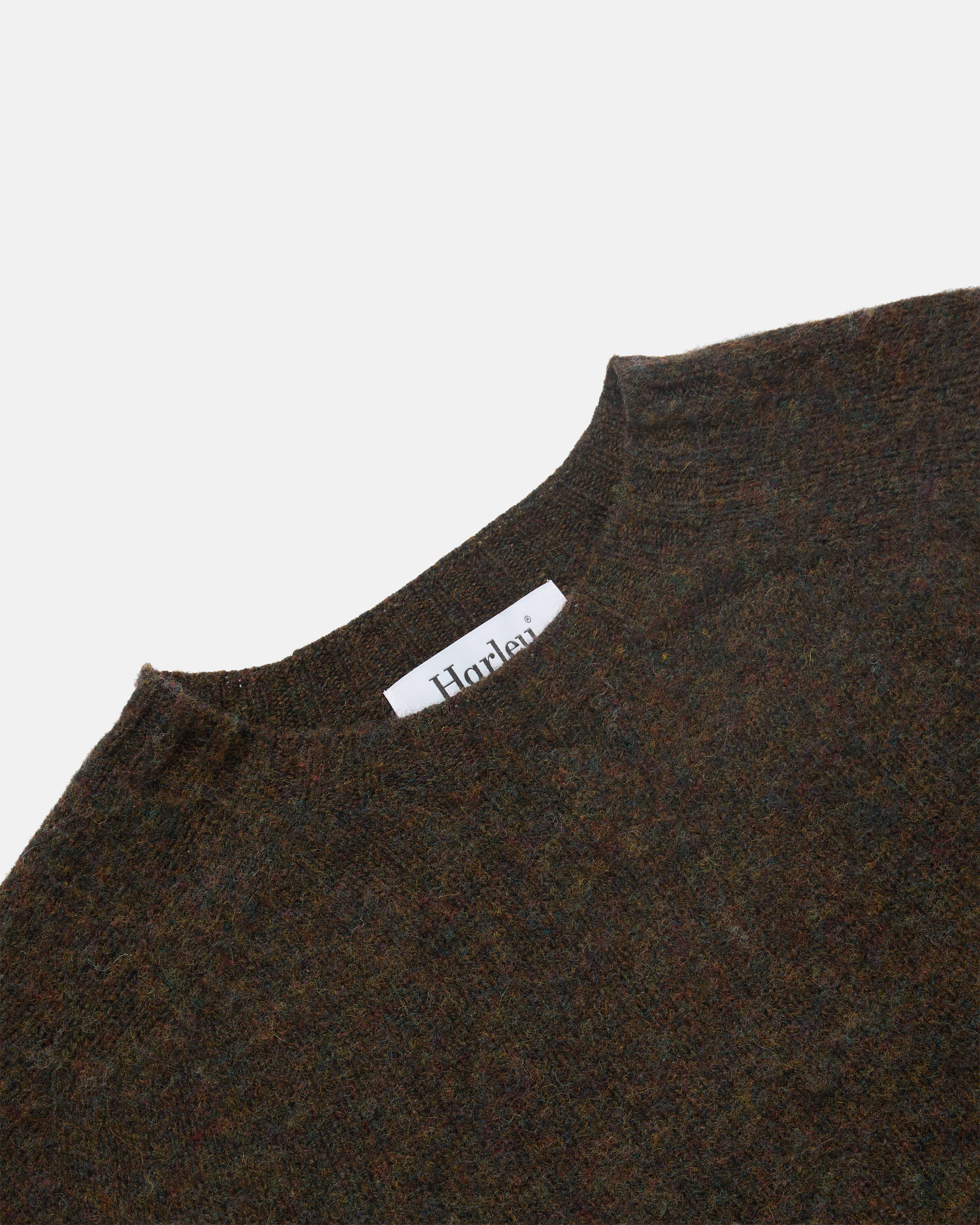 Harley of Scotland Brushed Shetland Neck Jumper Carob
