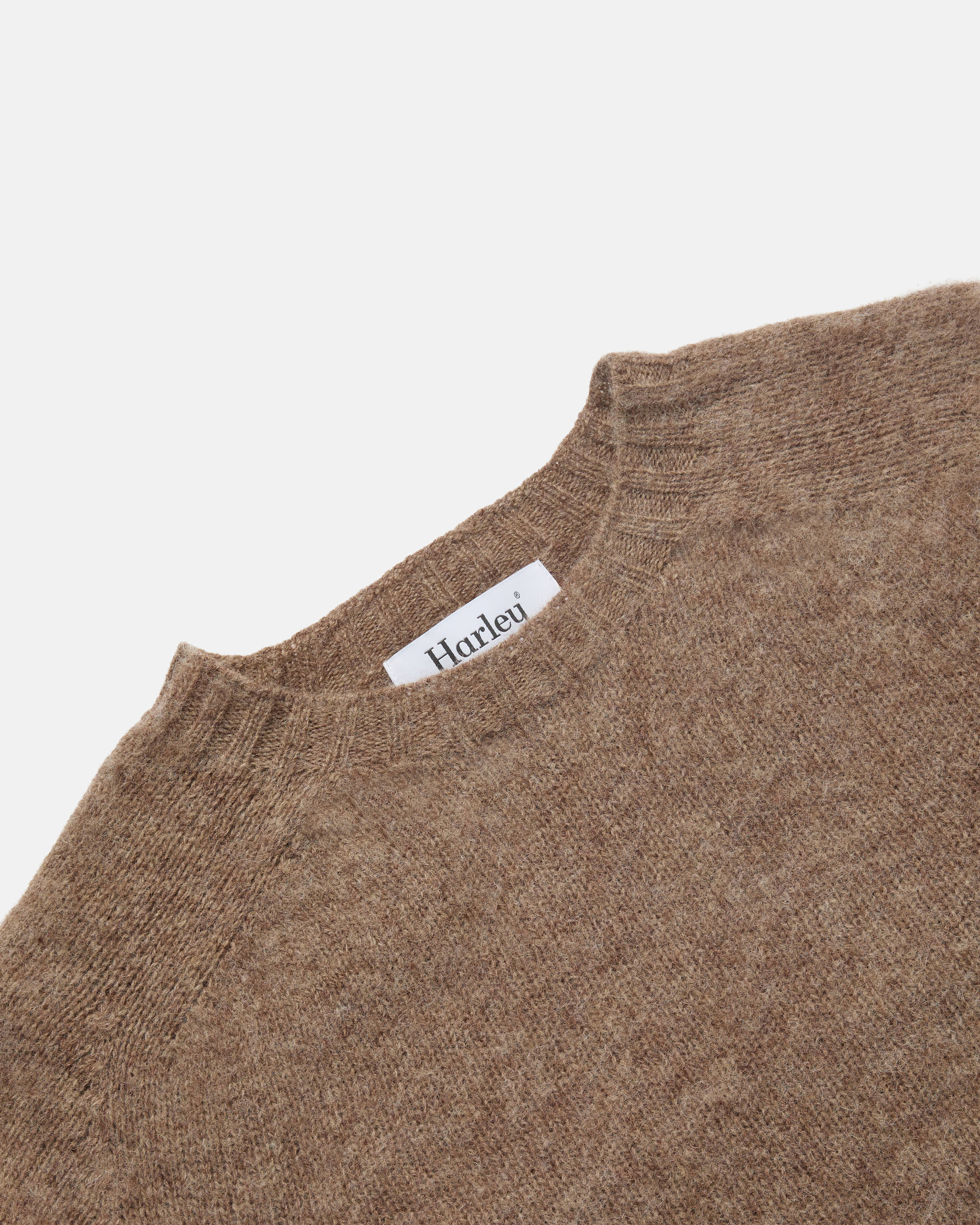 Harley of Scotland Brushed Shetland Crew Neck Jumper Tundra