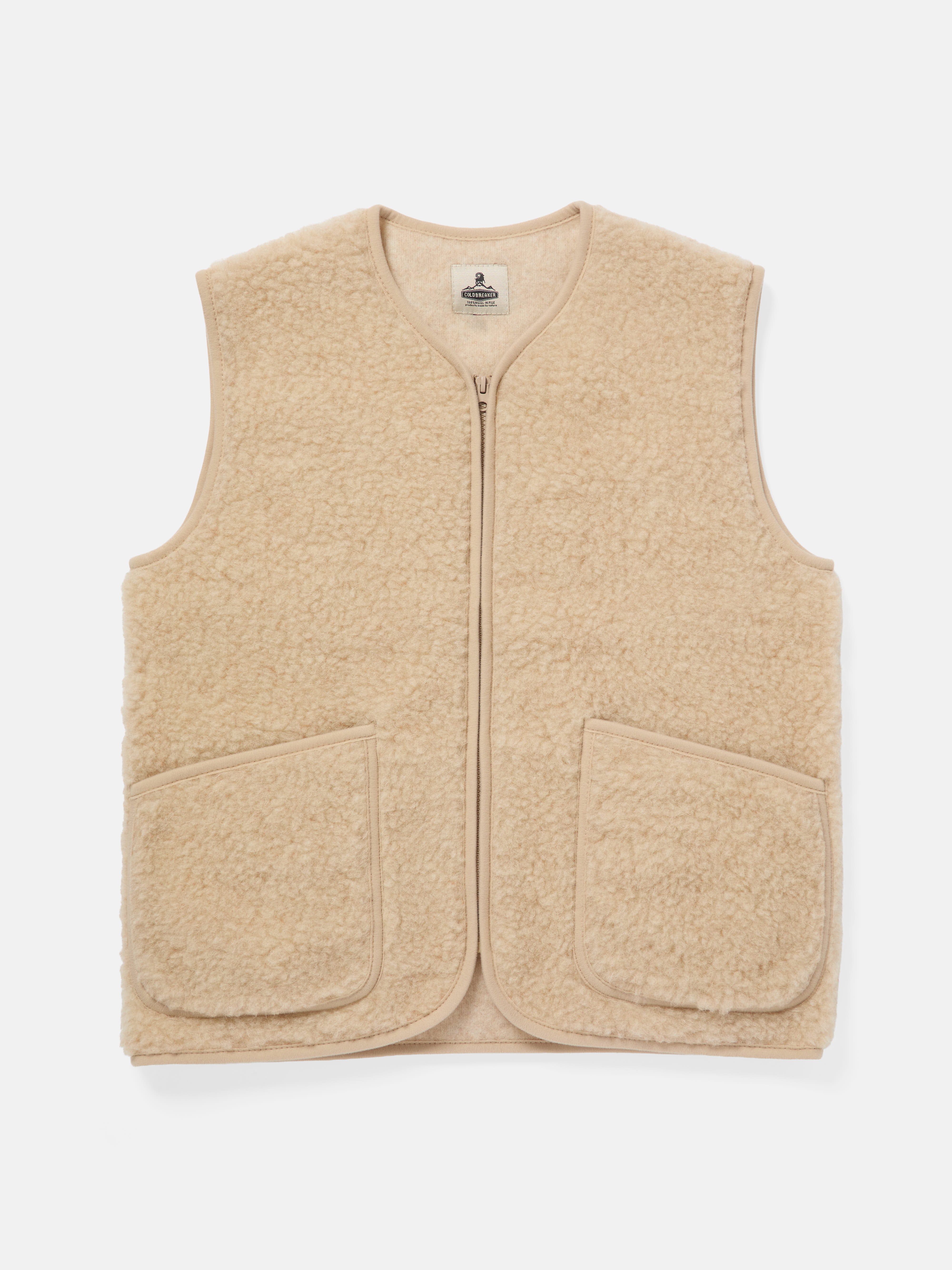Coldbreaker Pocket Vest in Beige, front view
