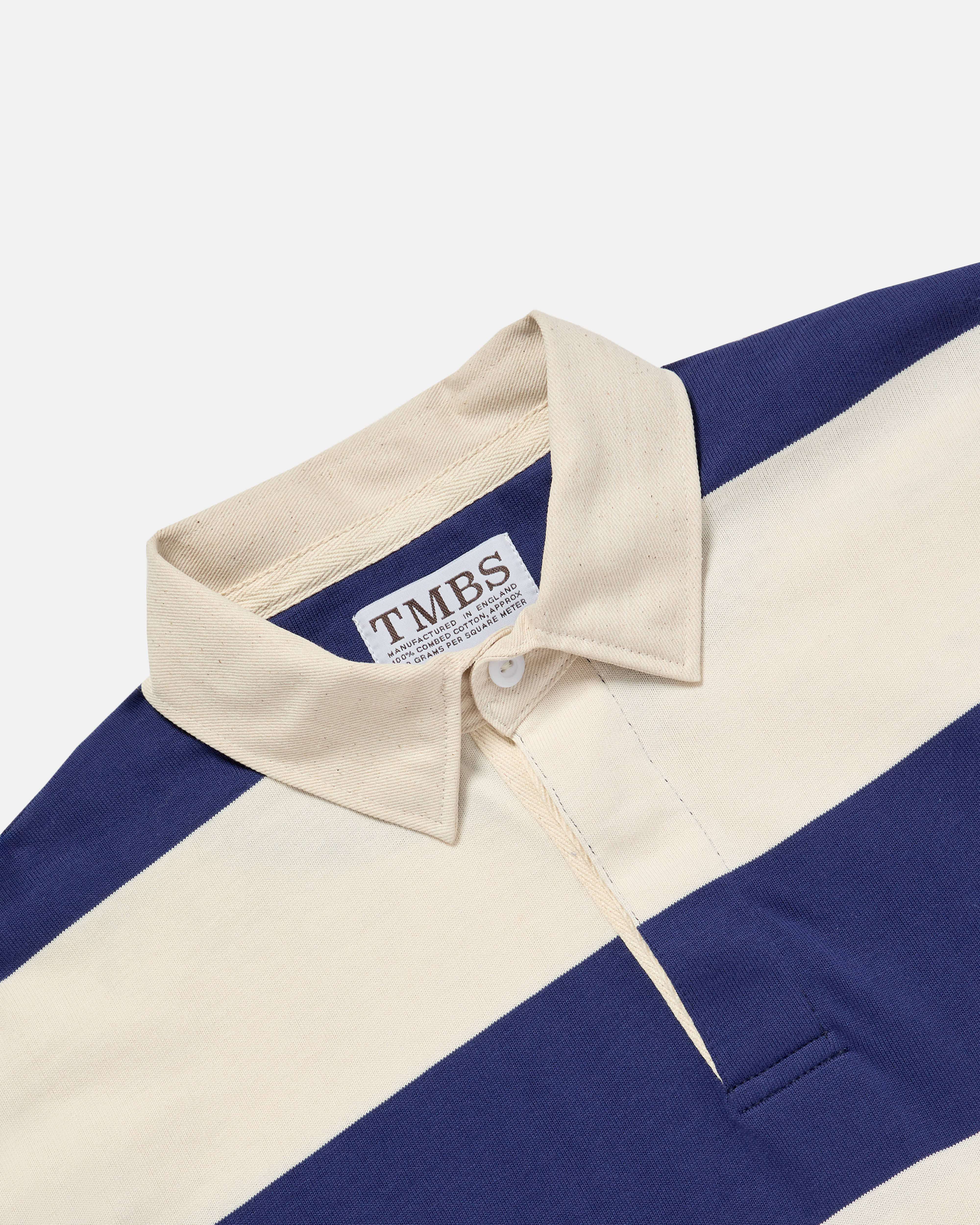 TMBS Cotton Jersey Rugby Blue Ecru