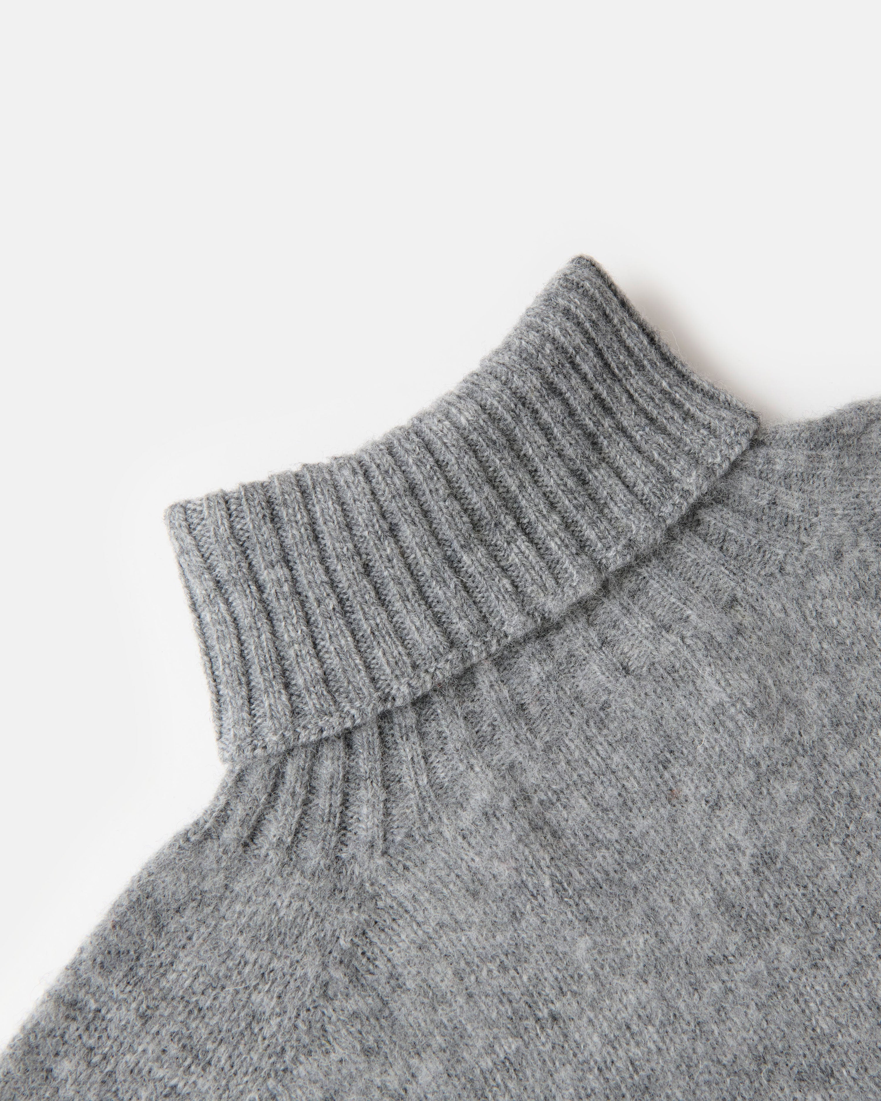 Harley of Scotland Brushed Wool Roll Neck Jumper Mid Grey