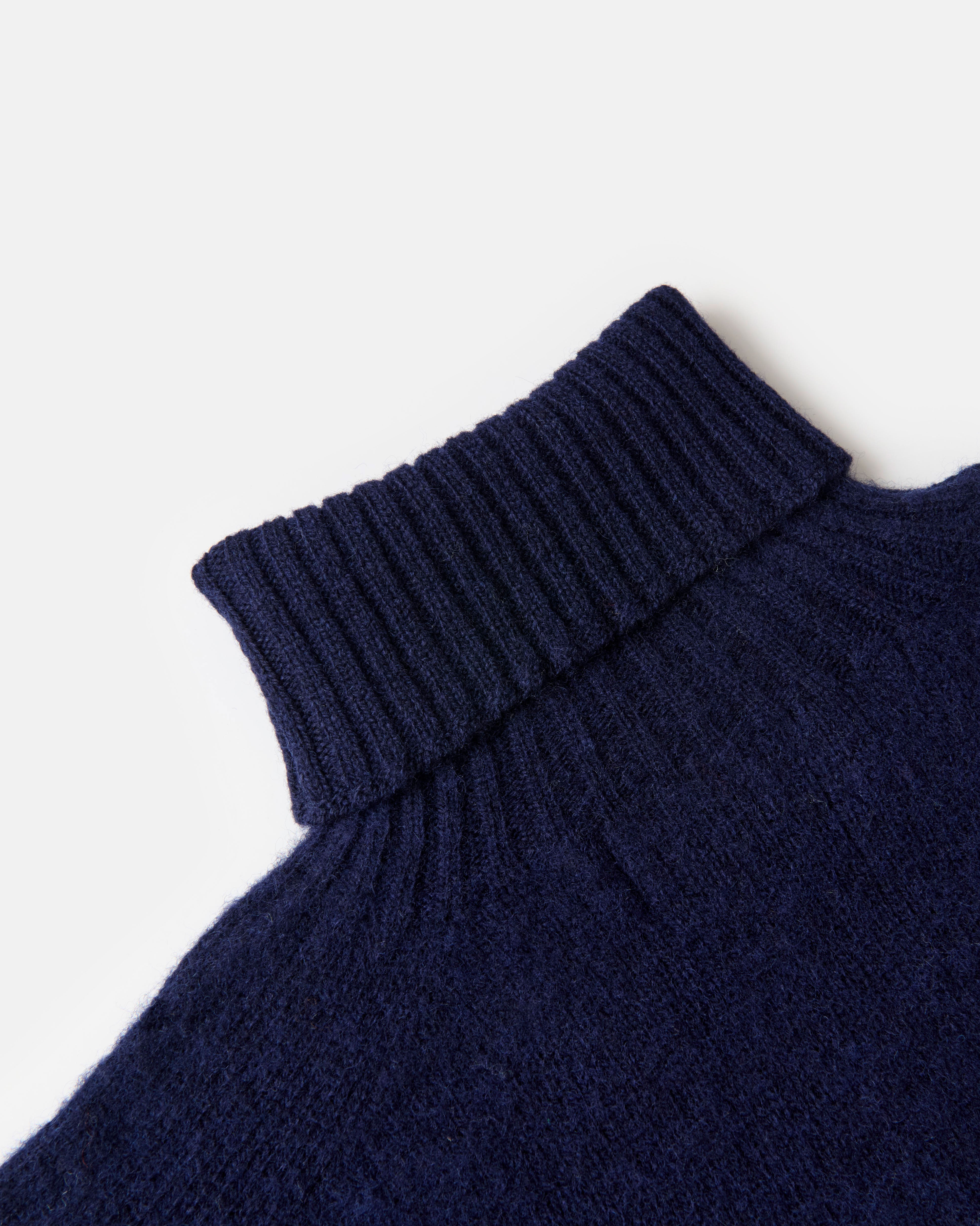 Harley of Scotland Brushed Wool Roll Neck Jumper Navy
