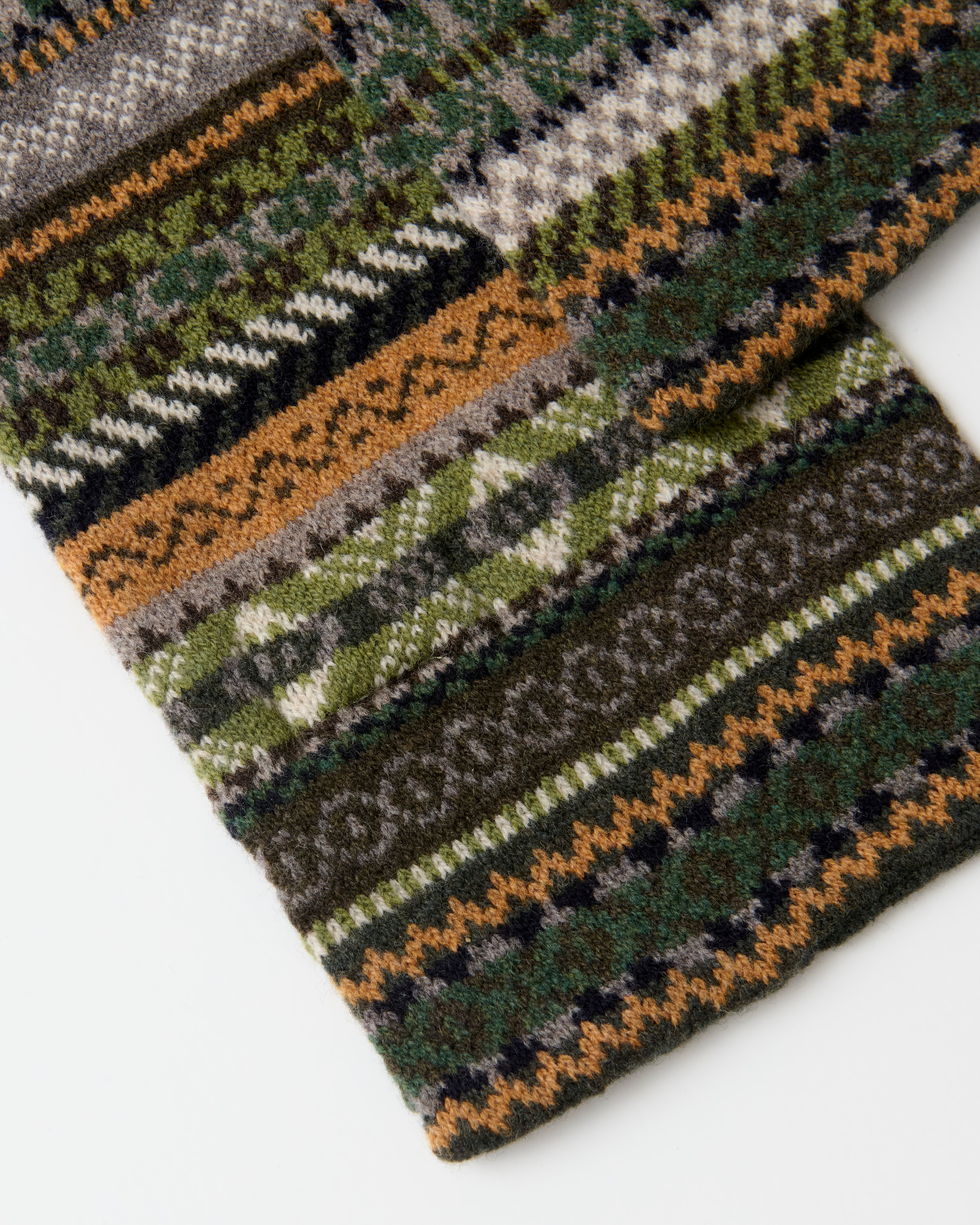 Mackie Lochinver Fairisle Lambswool Scarf Green