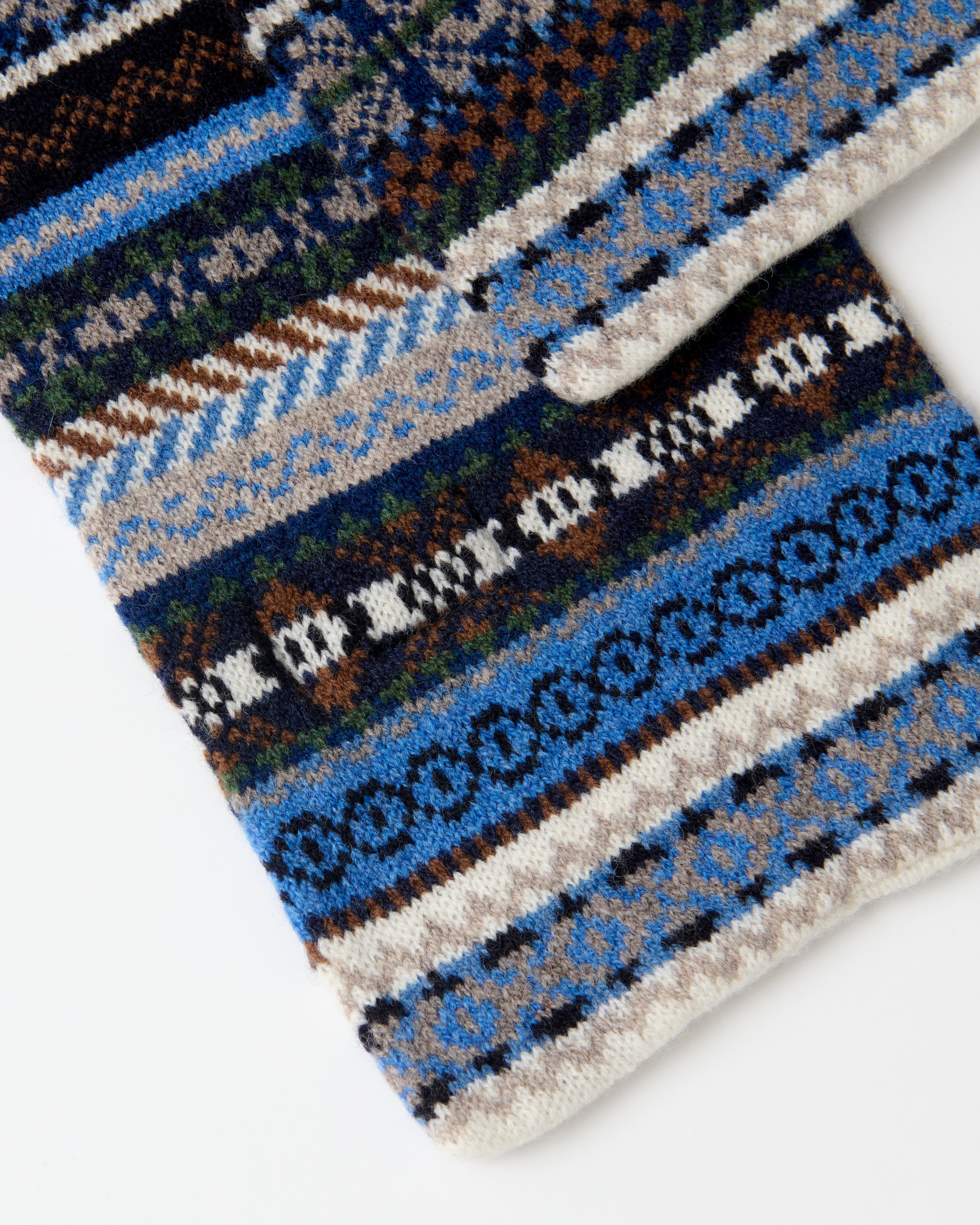 Mackie Lochinver Fairisle Lambswool Scarf Blue