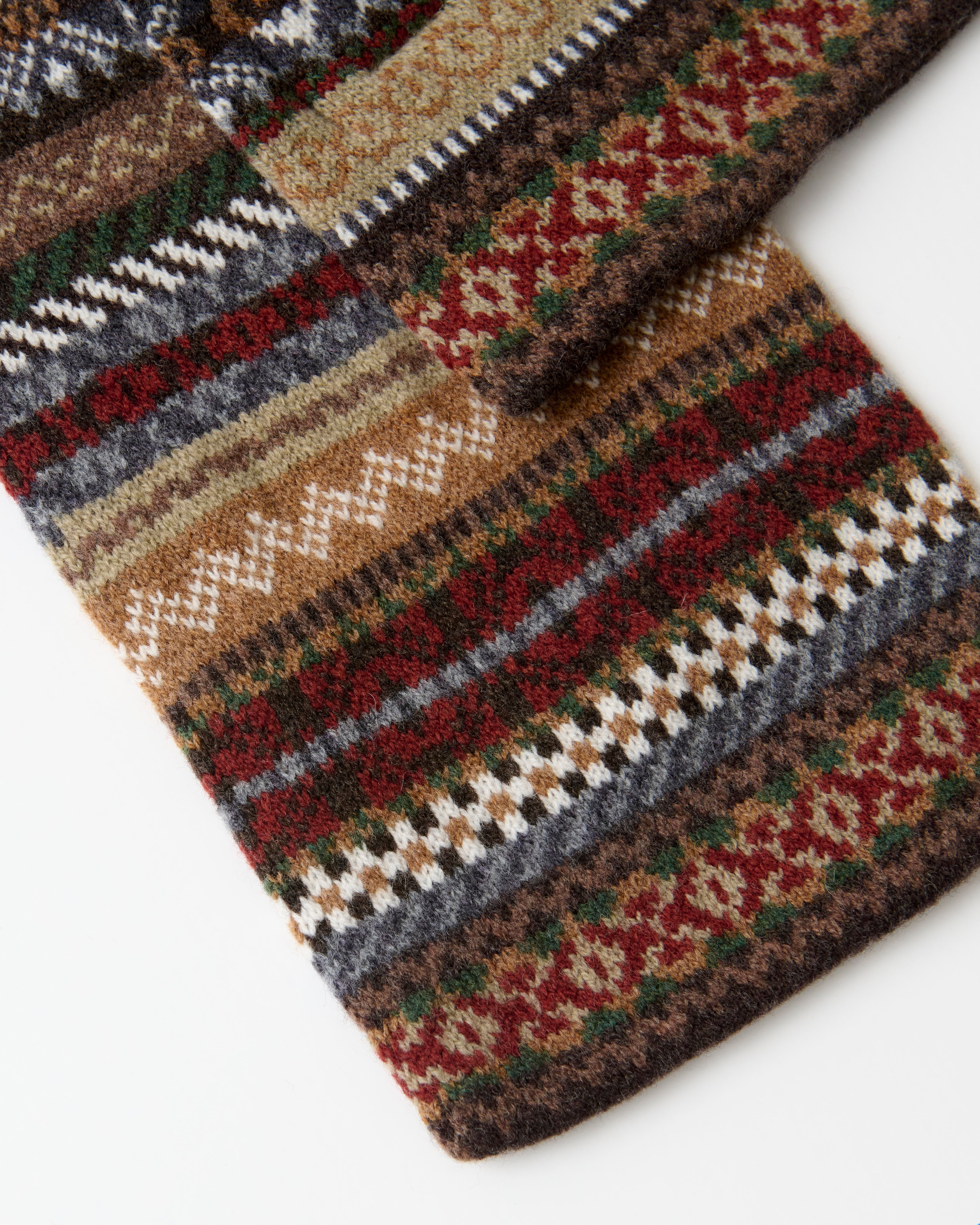Mackie Lochinver Fairisle Lambswool Scarf Brown