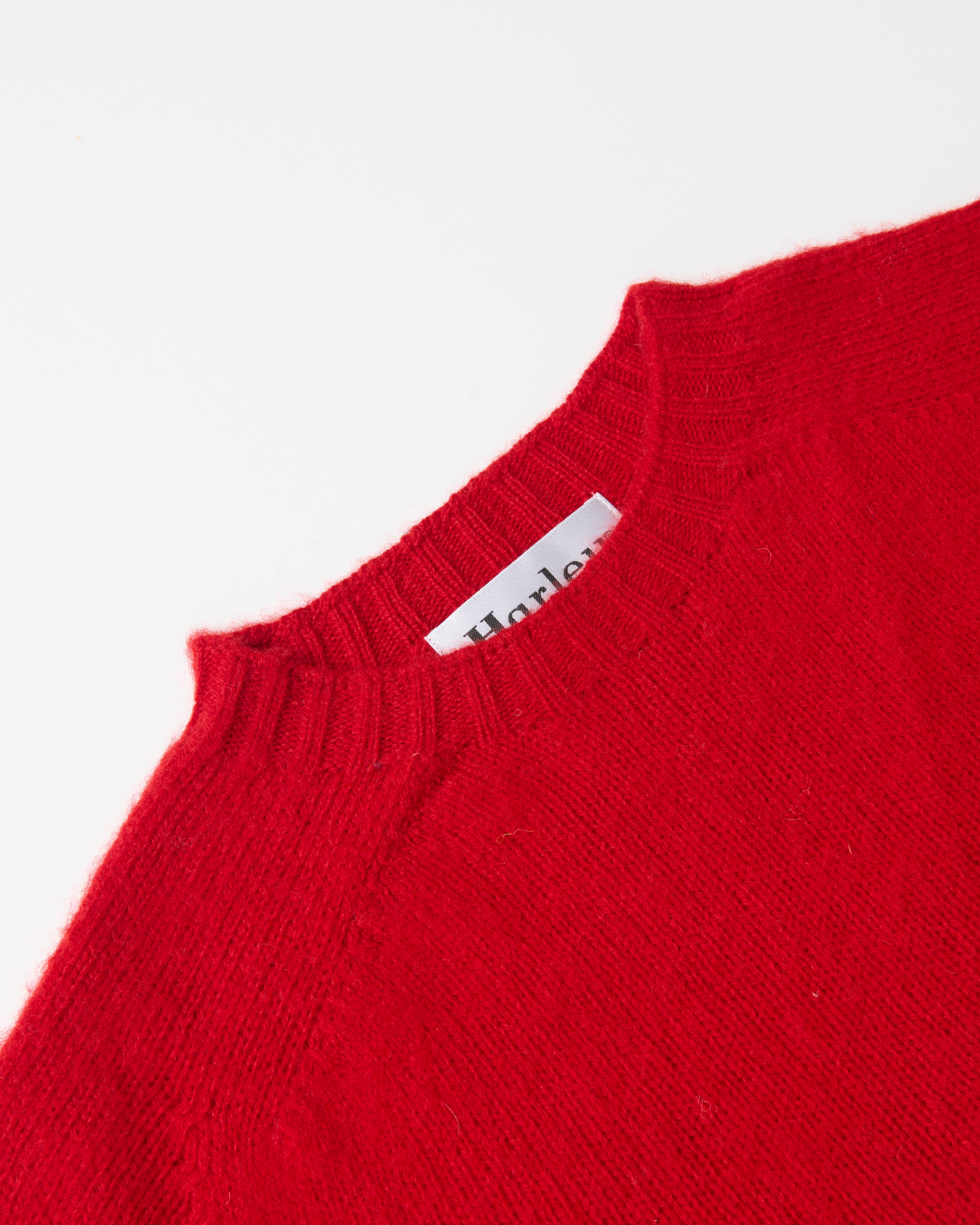 Harley of Scotland Brushed Wool Crew Neck Jumper Cardinal