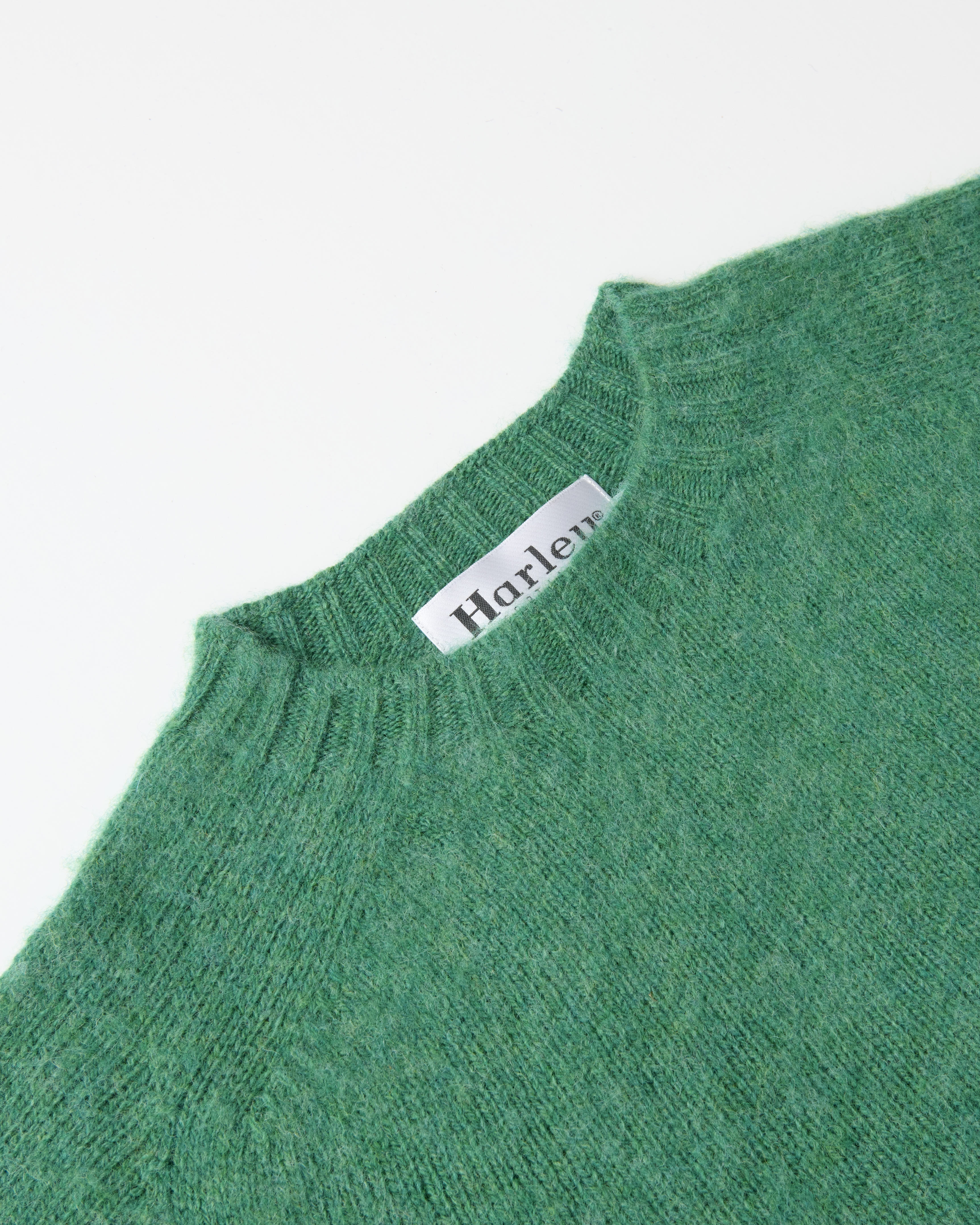 Harley of Scotland Brushed Wool Crew Neck Jumper Evergreen