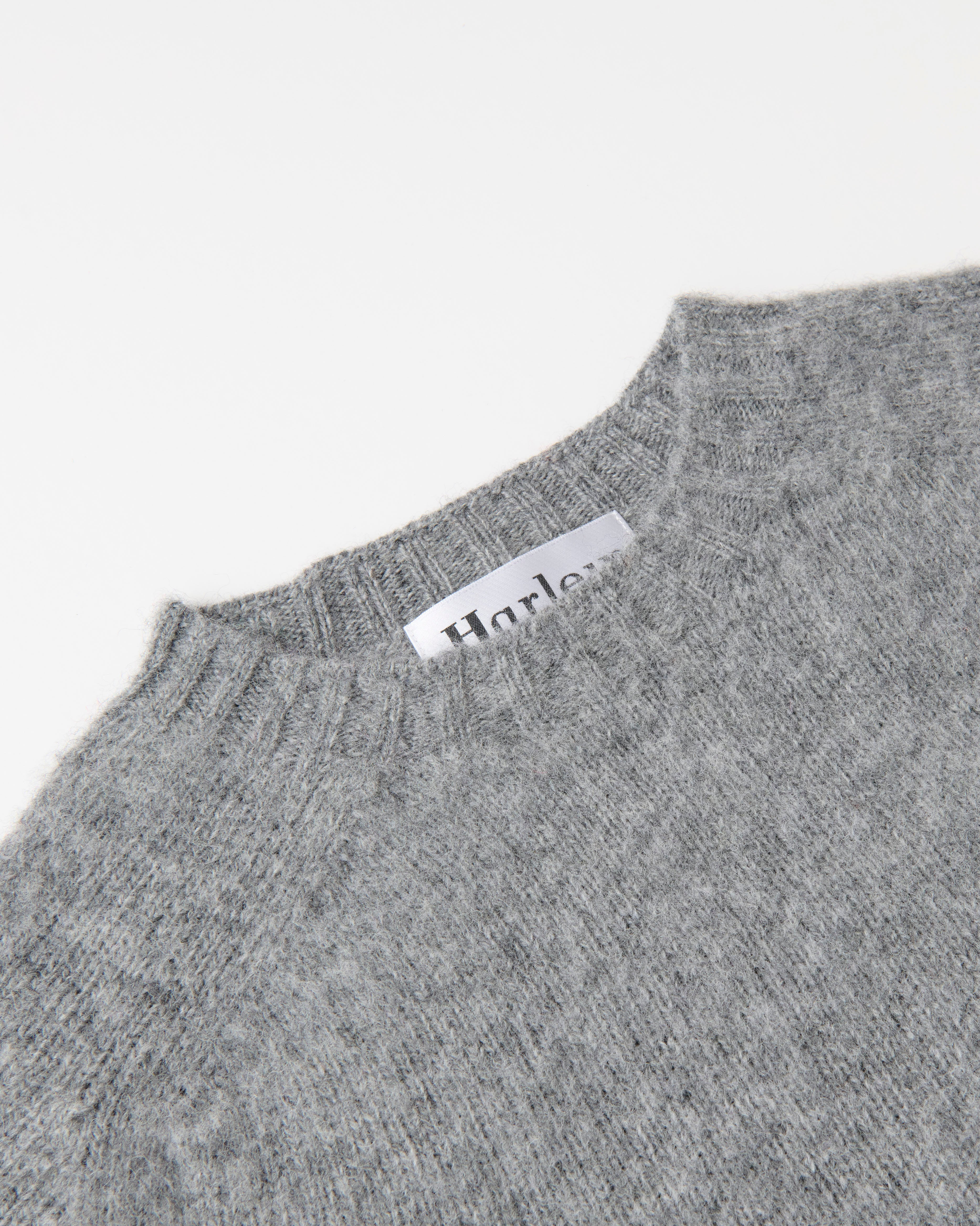 Harley of Scotland Brushed Wool Crew Neck Jumper Mid Grey