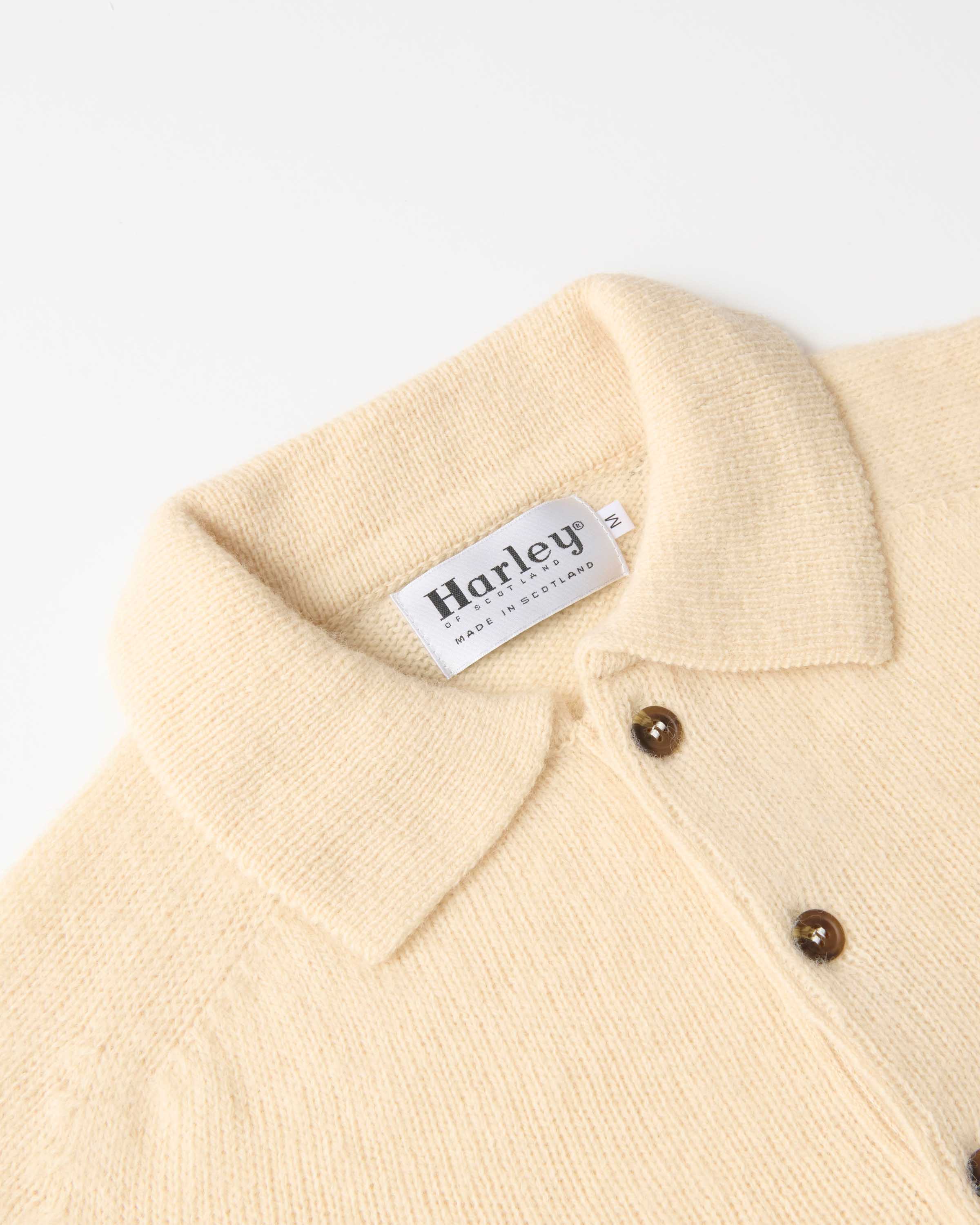 Harley of Scotland Brushed Wool Polo Collar Jumper Vanilla