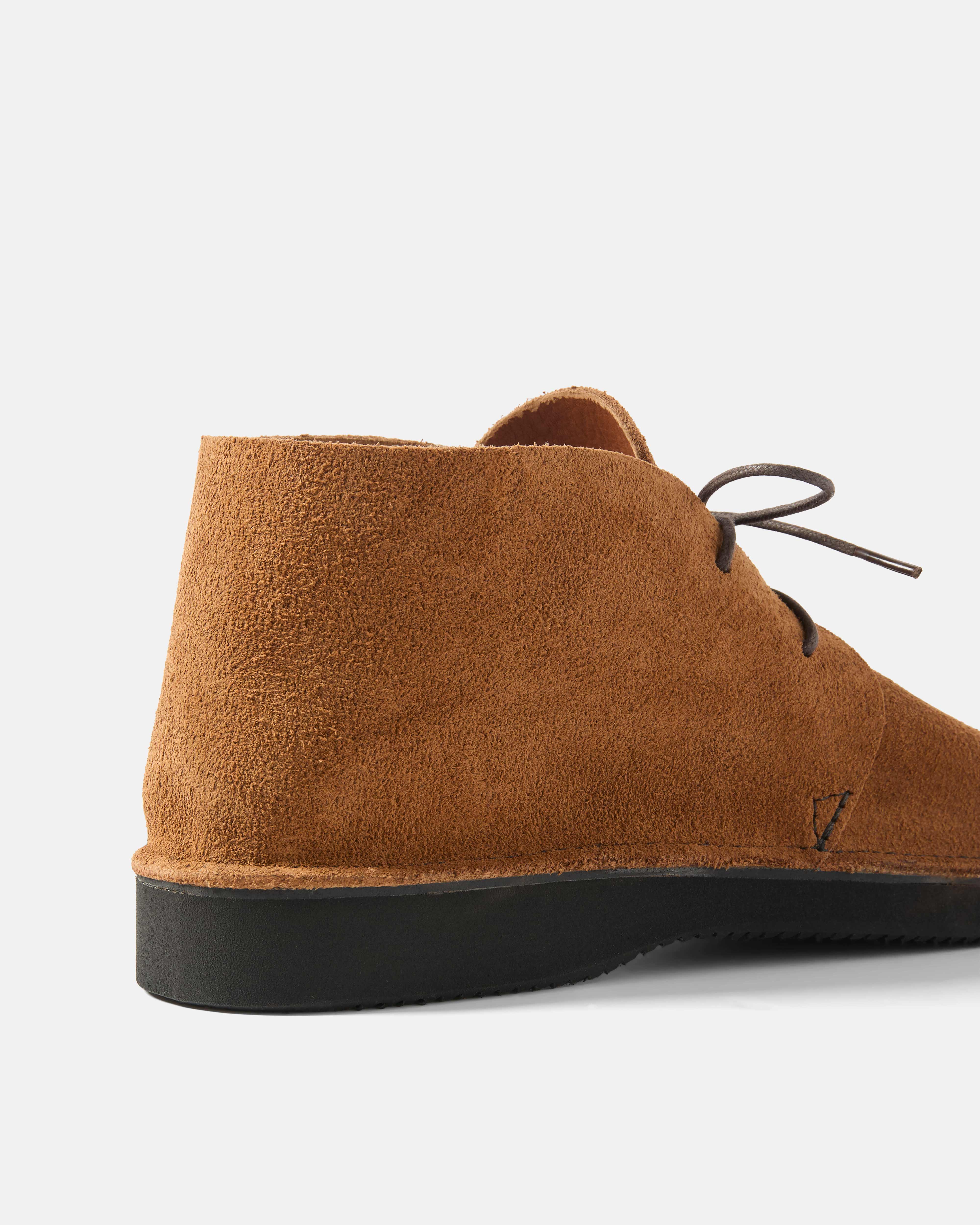 Back view of snuff Aurora North Pacific roughout shoe