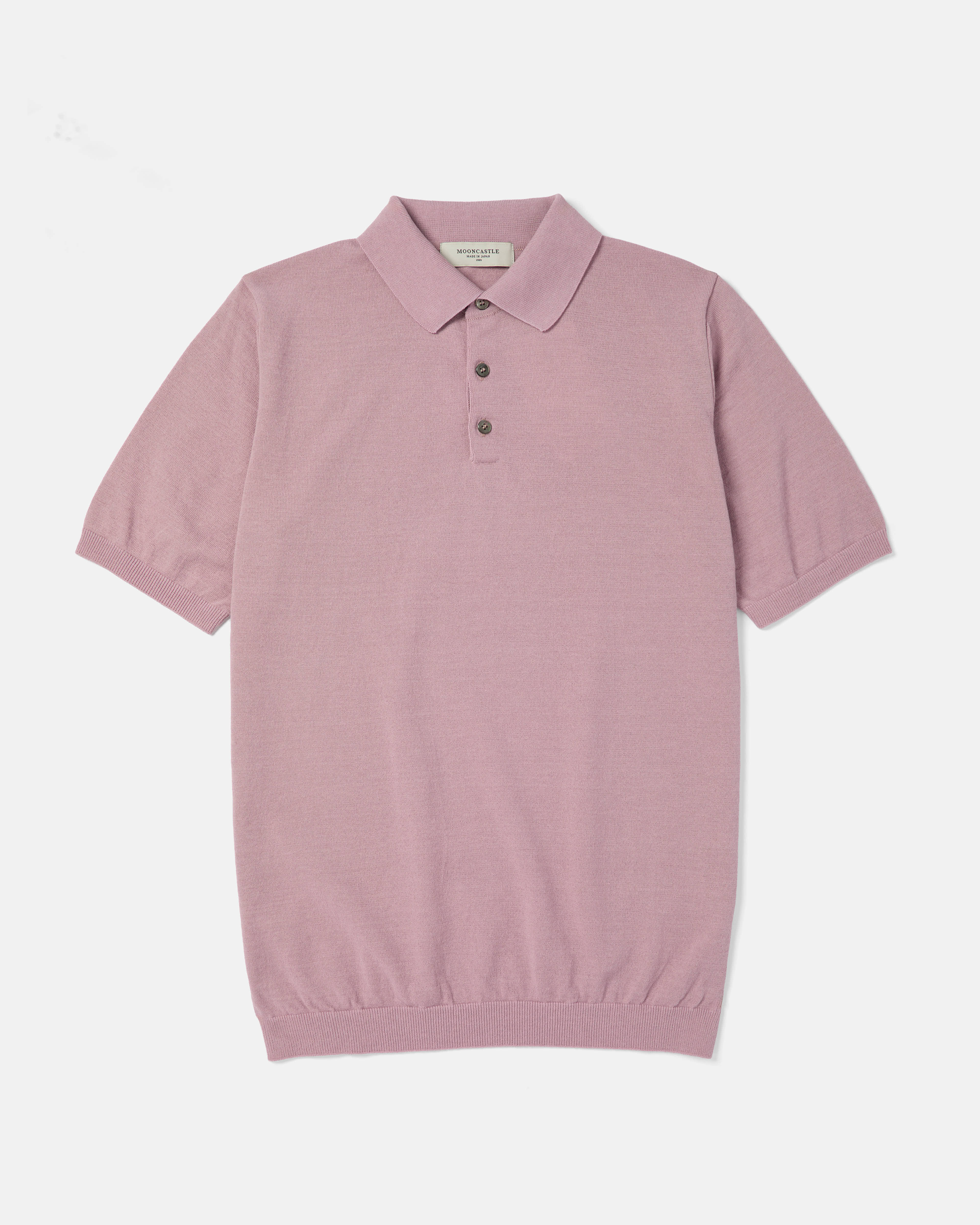 Sakura pink Mooncastle Ice Cotton knit polo shirt front view