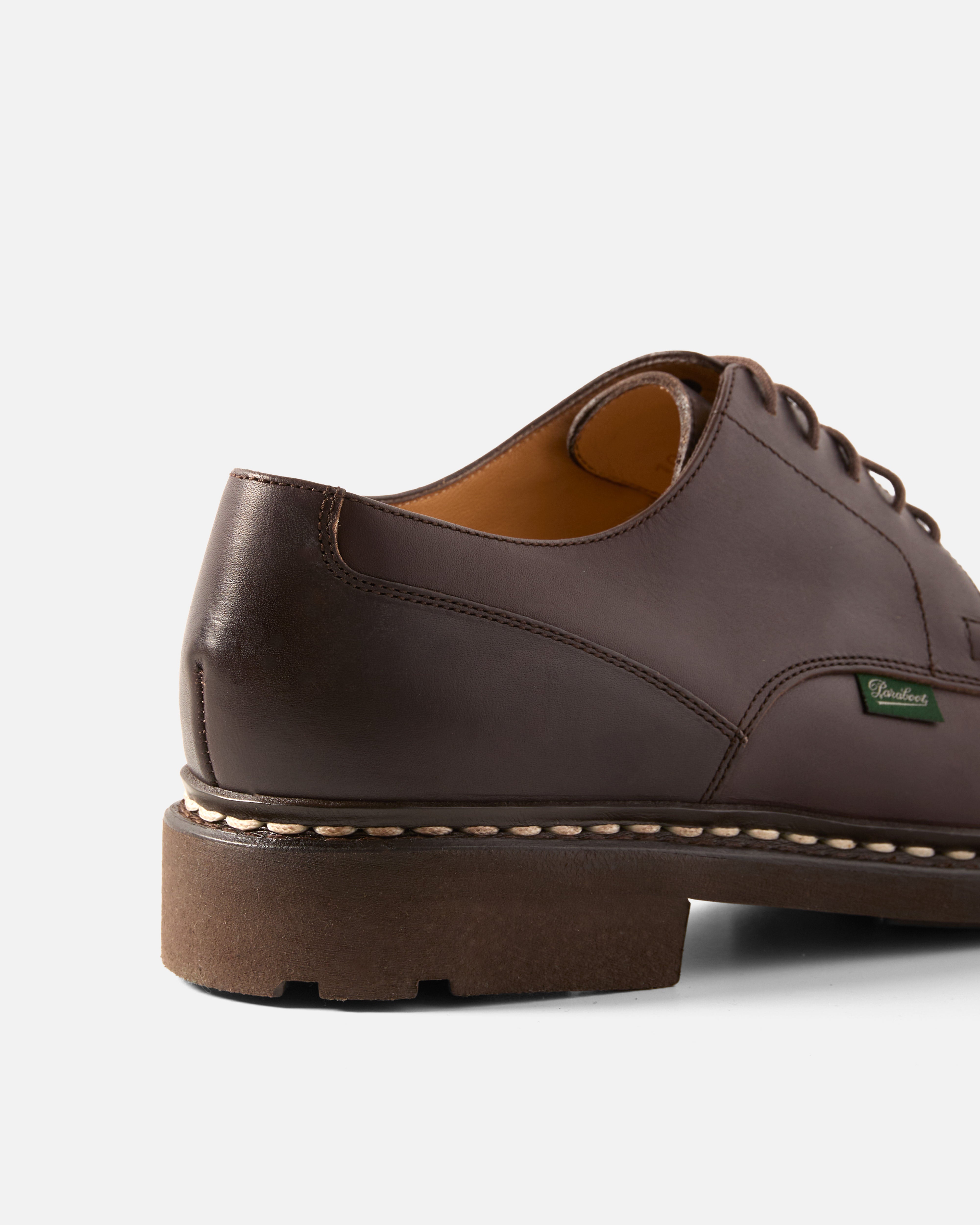Back view of brown Paraboot Chambord leather shoe