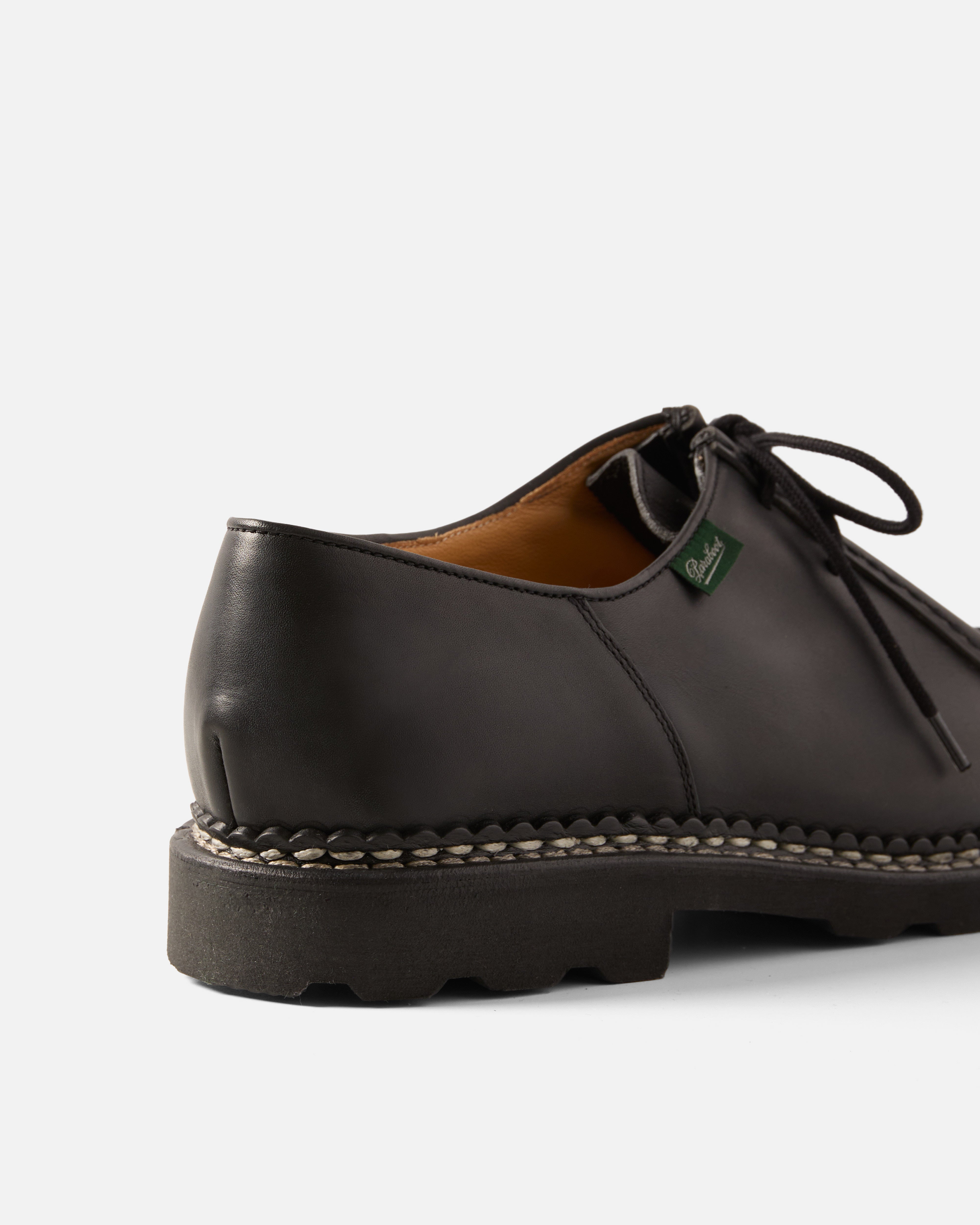 Back view of black Paraboot Michael leather shoe