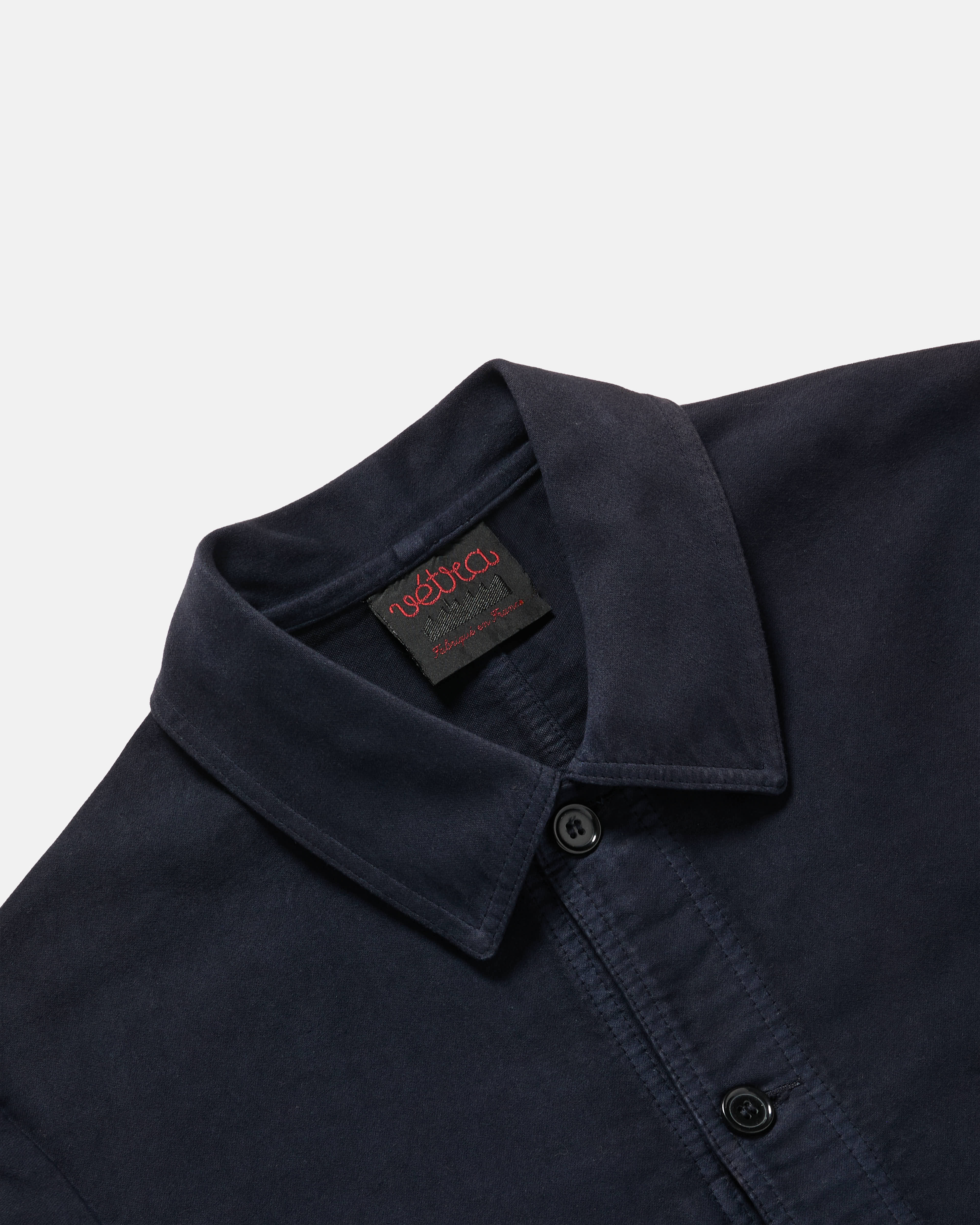 Vetra French Moleskin Workwear Jacket Navy collar detail