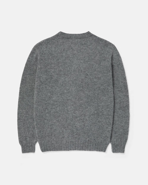 Harley of Scotland Brushed Shetland Cardigan Mid Grey