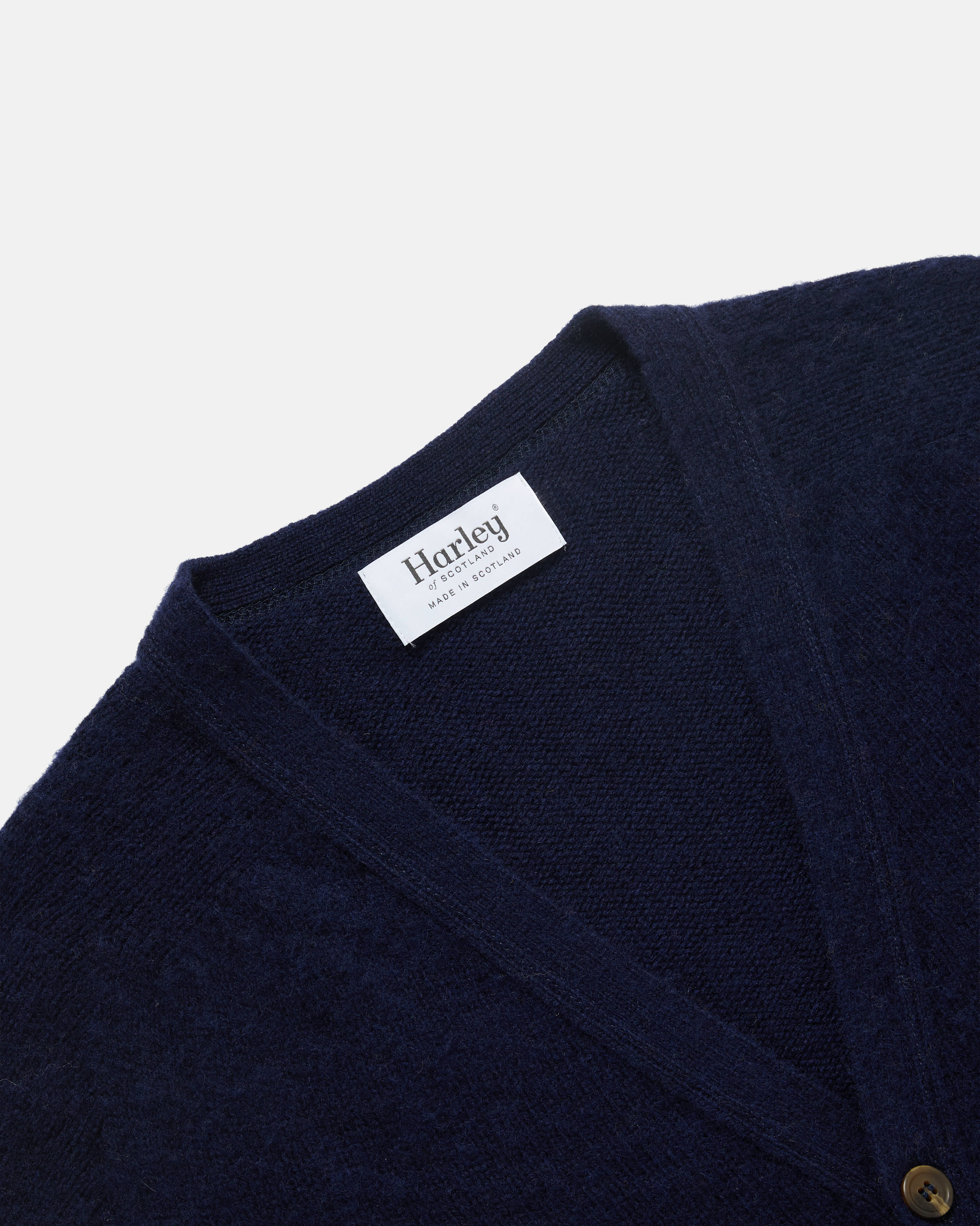 Harley of Scotland Brushed Shetland Cardigan Navy