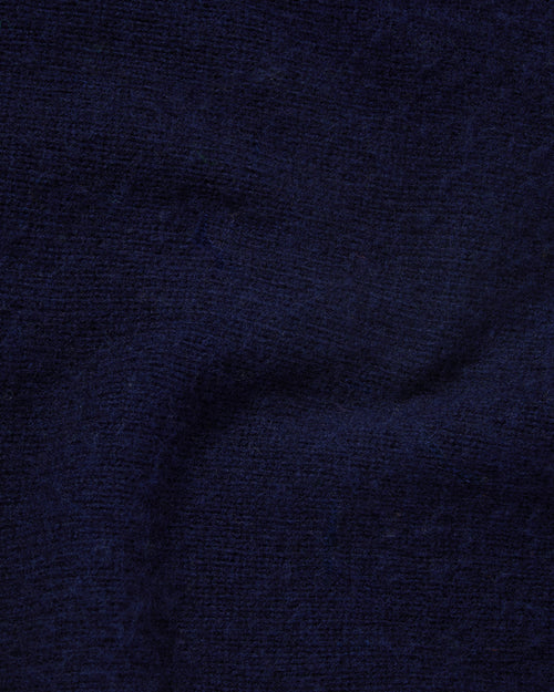 Harley of Scotland Brushed Shetland Cardigan Navy