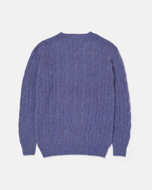 Harley of Scotland Brushed Shetland Cable Knit Jumper Wisteria
