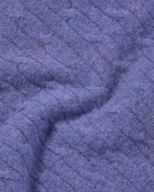 Harley of Scotland Brushed Shetland Cable Knit Jumper Wisteria