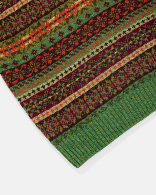Harley of Scotland Shetland Wool Fairisle V-Neck Slipover Baize