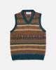 Harley of Scotland Shetland Wool Fairisle V-Neck Slipover Tempest