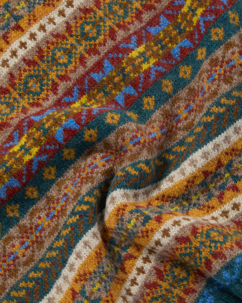 Harley of Scotland Shetland Wool Fairisle V-Neck Slipover Tempest