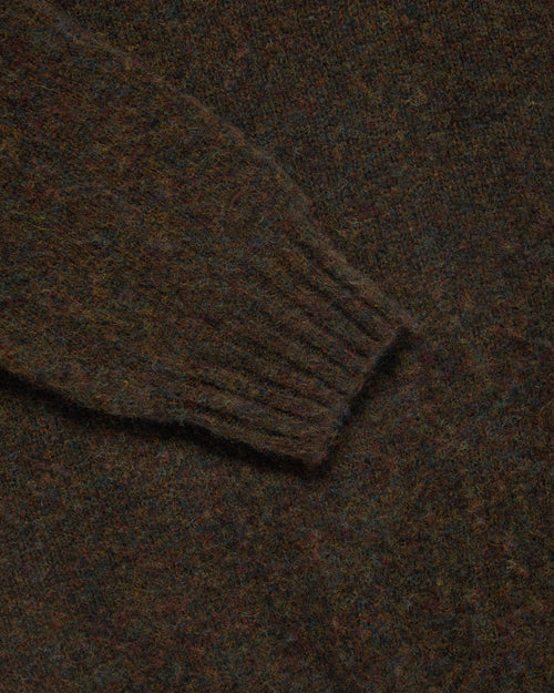 Harley of Scotland Brushed Shetland Neck Jumper Carob