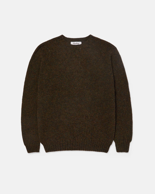 Harley of Scotland Brushed Shetland Neck Jumper Carob