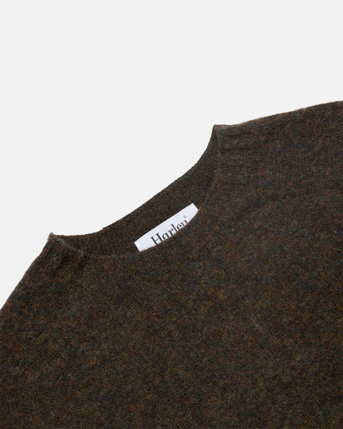 Harley of Scotland Brushed Shetland Neck Jumper Carob