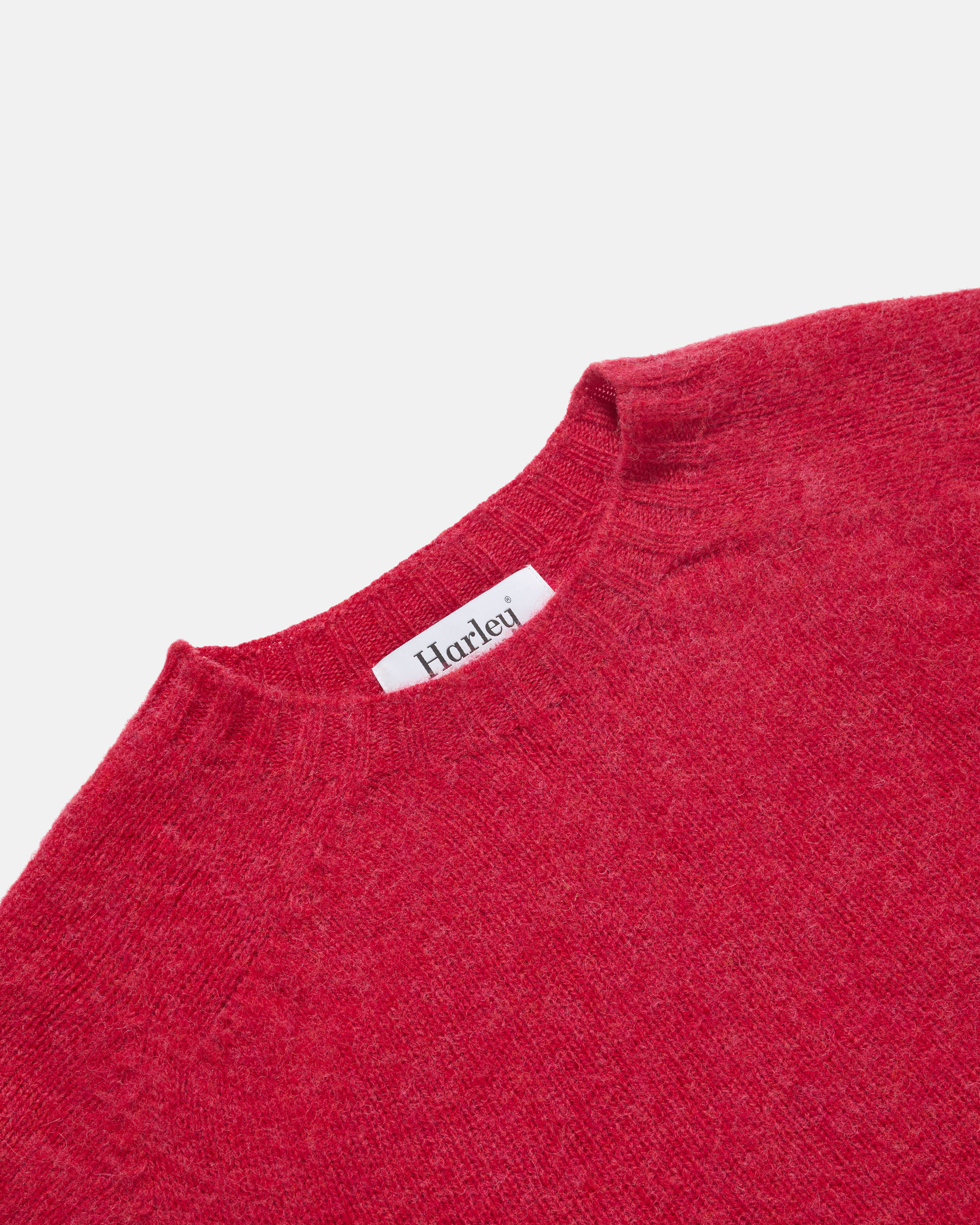Harley of Scotland Brushed Shetland Crew Neck Jumper Damask