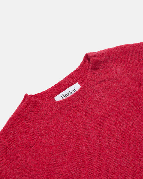 Harley of Scotland Brushed Shetland Crew Neck Jumper Damask