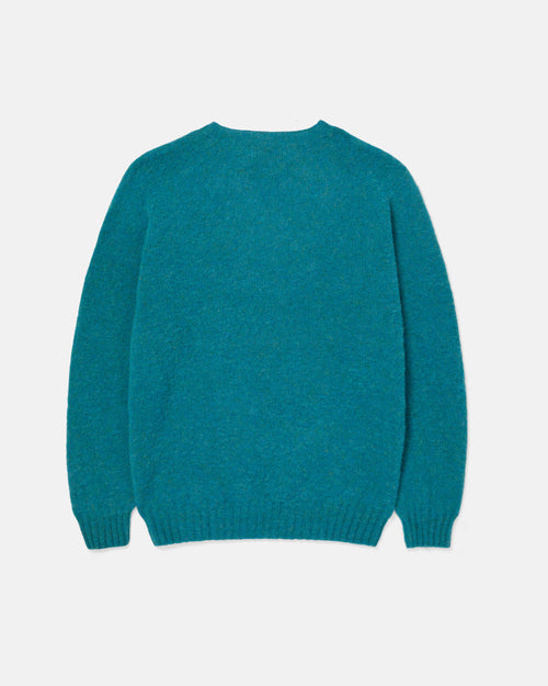 Harley of Scotland Brushed Shetland Crew Neck Jumper Gulfstream