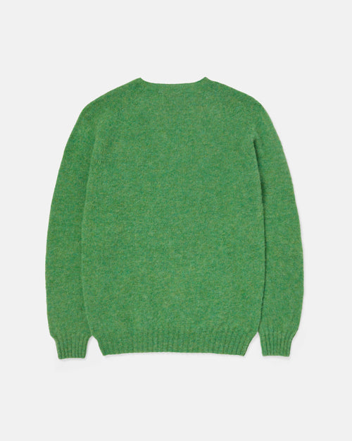Harley of Scotland Brushed Shetland Crew Neck Jumper Parsley