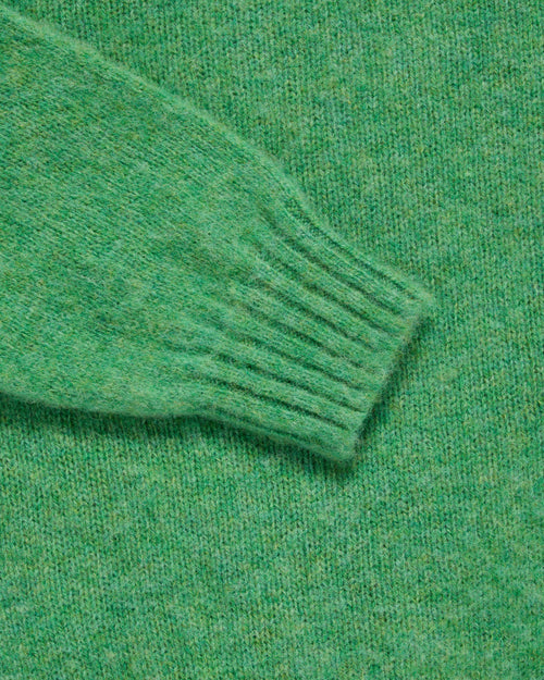Harley of Scotland Brushed Shetland Crew Neck Jumper Parsley