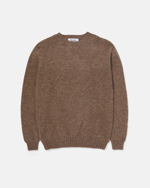 Harley of Scotland Brushed Shetland Crew Neck Jumper Tundra