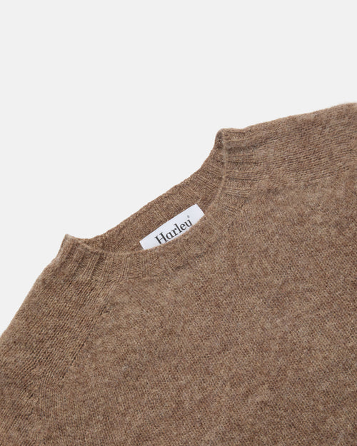 Harley of Scotland Brushed Shetland Crew Neck Jumper Tundra