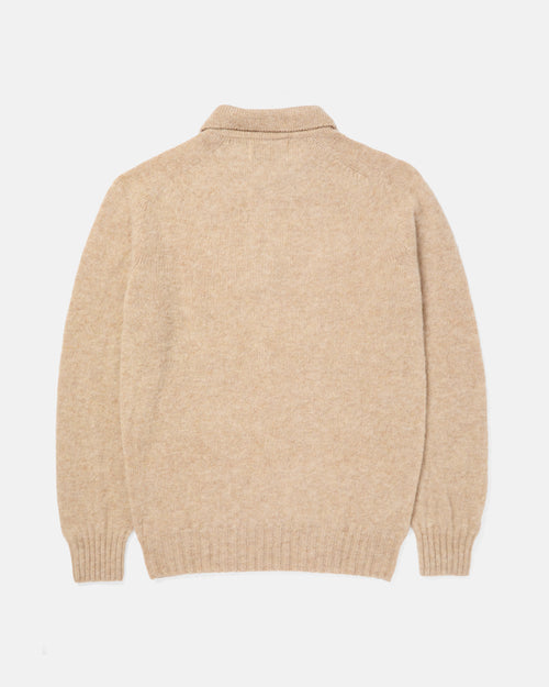 Harley of Scotland Brushed Shetland Polo Collar Jumper Calico