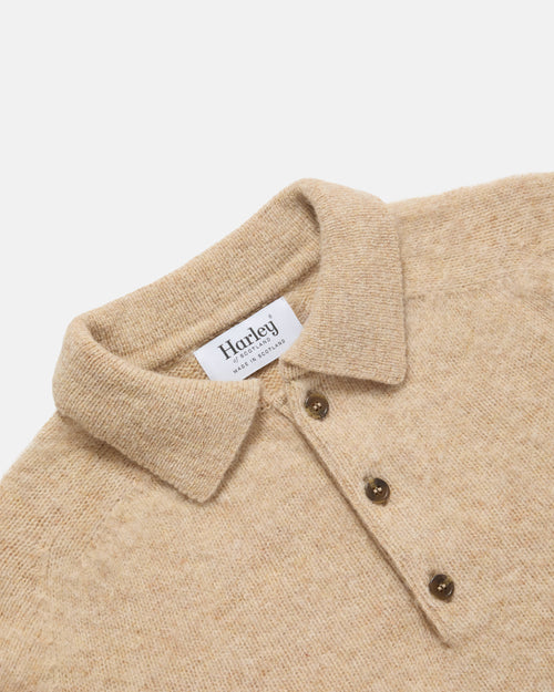 Harley of Scotland Brushed Shetland Polo Collar Jumper Calico