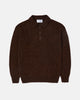 Harley of Scotland Brushed Shetland Polo Collar Jumper Marron