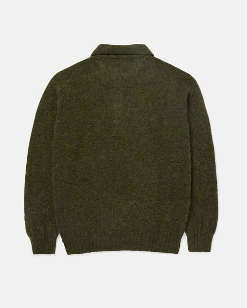 Harley of Scotland Brushed Shetland Polo Collar Jumper Scotspine