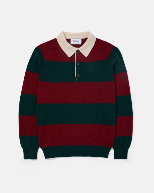 Harley of Scotland Superfine Lambswool Rugby Red Green