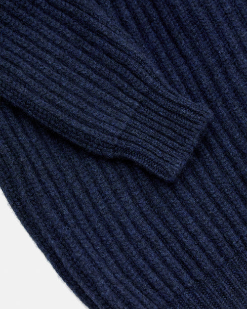 Scott & Charters Lambswool Shawl Collar Cardigan Navy