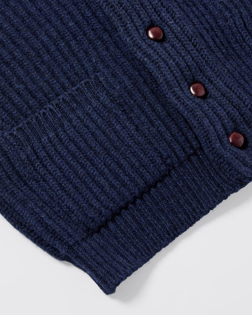 Scott & Charters Lambswool Shawl Collar Cardigan Navy