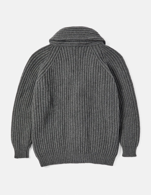 Scott & Charters Lambswool Shawl Collar Cardigan Mid Grey