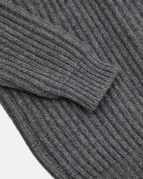 Scott & Charters Lambswool Shawl Collar Cardigan Mid Grey