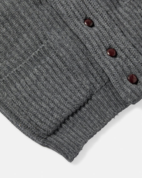 Scott & Charters Lambswool Shawl Collar Cardigan Mid Grey