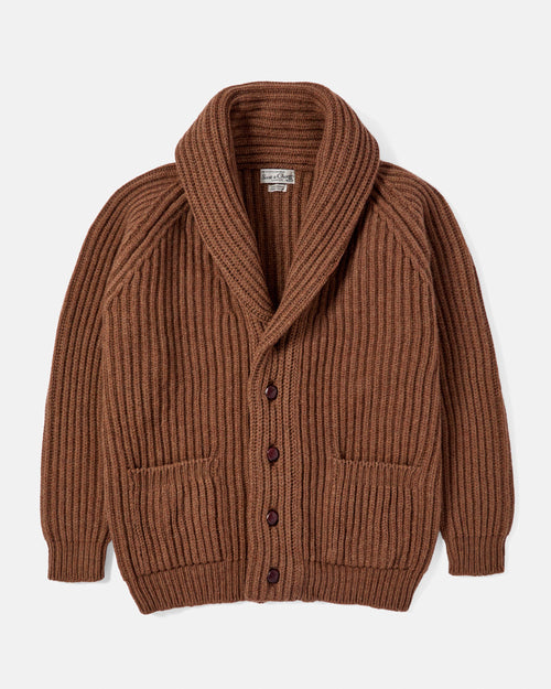 Scott & Charters Lambswool Shawl Collar Cardigan Camel