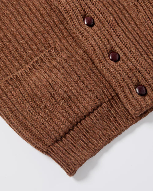 Scott & Charters Lambswool Shawl Collar Cardigan Camel
