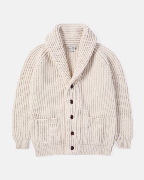 Scott & Charters Lambswool Shawl Collar Ecru