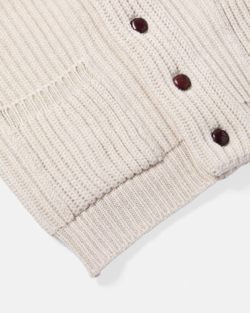 Scott & Charters Lambswool Shawl Collar Ecru